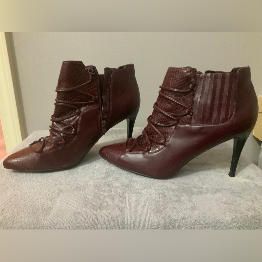 Definitely unique show stopper wearing these beauties.  Maroon or burgundy